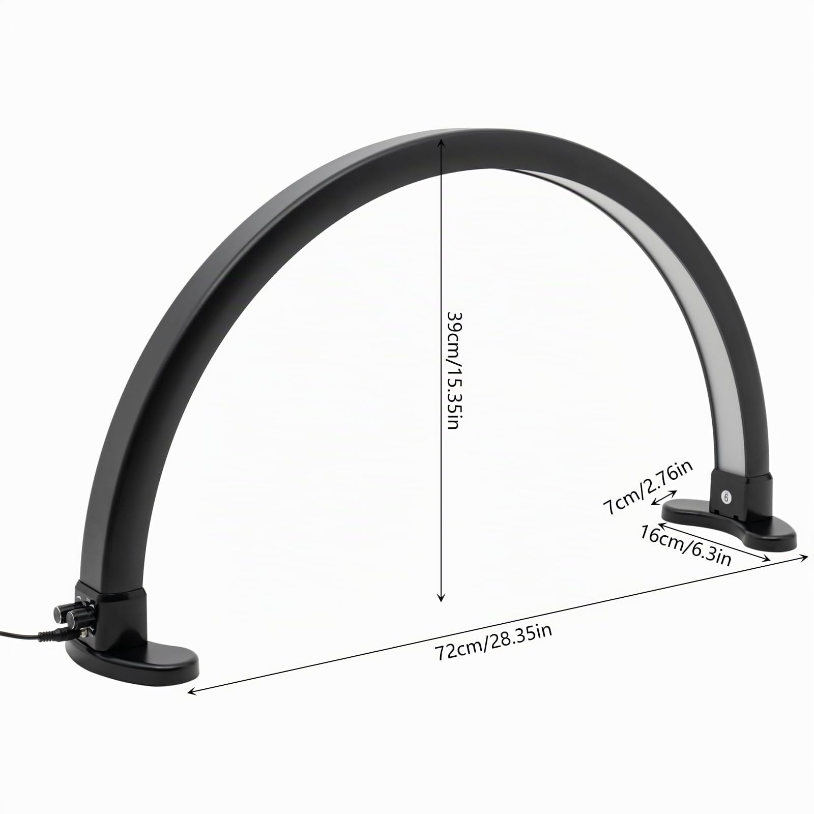 Halbmondlampe 45W LED Bogenlampe 2700-5600K Desktop Halbmond Lampe 3 Helligkeitsmodi Halbmondlicht für Nageltisch, Schönheit, Maniküre, Tätowieren, wimpern (Schwarz)