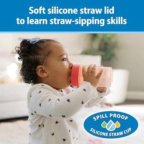 Dr. Brown's Milestones Straw to 360° Cup Set, Convertible Toddler Training Cup Set with Lids, Blue/Green/Pink/Coral, 10 oz/300 mL, BPA Free, 9m+, 4 Pack - image 3