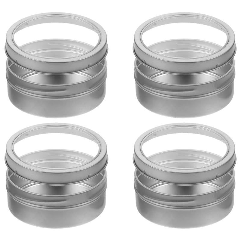 Tarros magnéticos de acero inoxidable para especias, organizador de 9 cm con tapa transparente