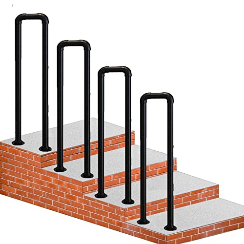 Rampe d'escalier en métal forgé durable avec accessoires d'installation pour marches de porche