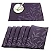 Table Mats set of 6,Tennove Washable Placemats Woven Vinyl PVC Place Mat for Home, Kitchen and Outdoor (Purple - Flower)