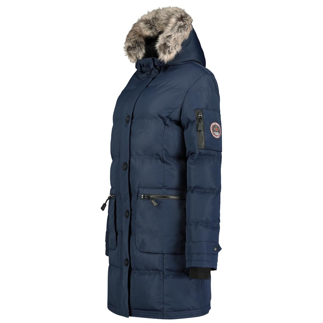 Canadian Peak Axelus Lady - Chaqueta Mujer Cálida Esqui - Abrigo Para Mujeres Con Capucha Sintética - Parka Elegante A Prueba De Viento - Otono Invierno Primavera (Marino XL)