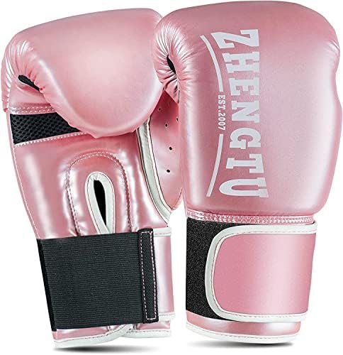 ZTTY Boxing Gloves Kickboxing Muay Thai Punching Bag MMA Pro Grade Sparring Training Fight Gloves for Men & Women (Pink, 12oz)