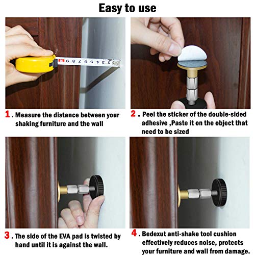 Bedexut Adjustable Threaded Headboard Stoppers/Bumper Against Wall, 4 Pack Behind Bed Frame Protector Antishake Tool, Bed Shake Support Stabilizer Device For Anti-Knocking,Banging,Squeaking,Rocking #TOP2