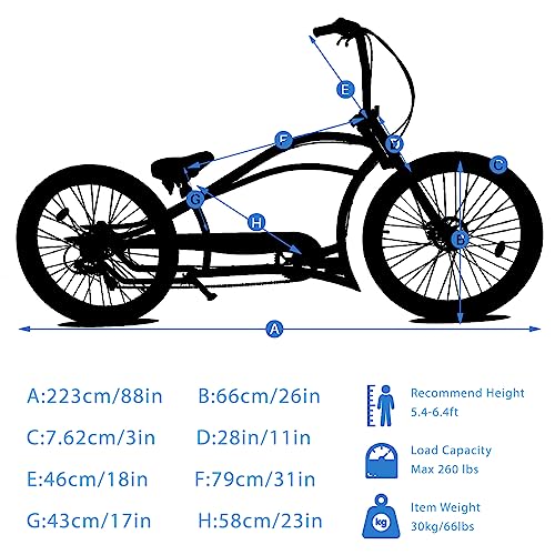 Bicicleta Cruiser Boston GT7 de 26 pulgadas, 7 velocidades, con frenos de disco y marco de acero de alta resistencia, para adultos, colores negro, gris, verde y negro mate miniatura 5