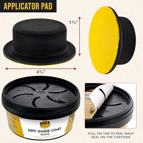 Image of Dura-Gold Premium White Dry Guide Coat Kit, 7 Ounces (200 Grams) - Powder that Instantly Highlights Auto Bodyshop Repair Surface Imperfections, Identify Body Filler Pinholes, Sanding Scratches Defects