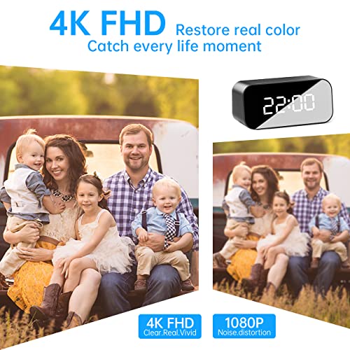 Mini Camera Clock WiFi Camera Alarm 4K FHD Covert Nanny Cam Video Recorder Wireless Indoor Home Office Security Night Vision Motion Detection 5G and 2.4G Wi-Fi Cameras Clock - Thumbnail 2