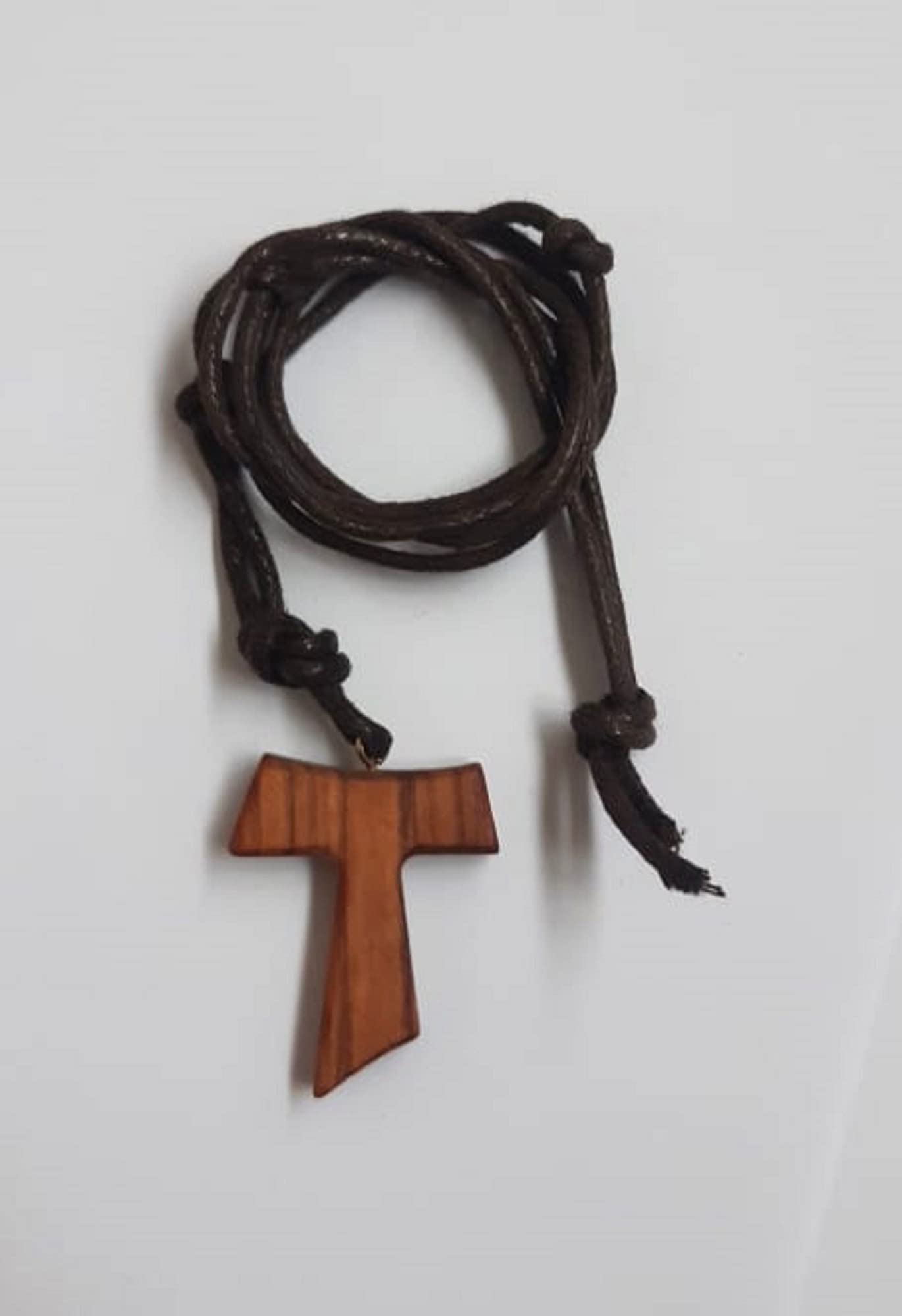 Generico Tau francescano in legno di ulivo con cordone. Croce di San Francesco d'Assisi Collana uomo e donna - H 3.5 cm