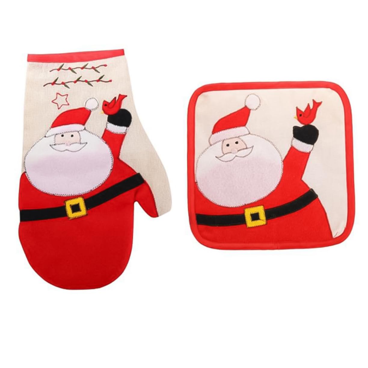 Ciieeo 6 Piezas Guantes aislantes cand Traje de papá Noel Traje de Santa Claus manteles Individuales Guantes de Cocina Almohadilla Accesorios de Cocina