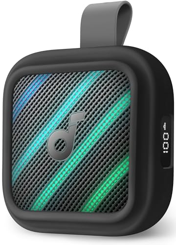 Image of Geiomoo Silicone Cover for Anker Soundcore Boom Go 3i Case, Soft Flexible Scratch Resistant Protective with Carabiner (Black)