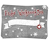  Logbuch-Verlag 25 Aufkleber Etiketten FROHE WEIHNACHTEN Geschenkaufkleber rot weiß grau 7 x 5 cm selbstklebend Geschenke Verpackung weihnachtlich