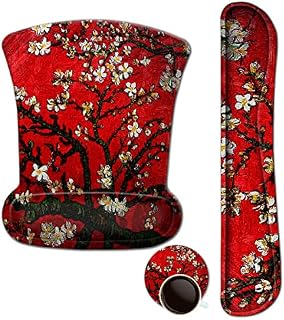 ArtSo Keyboard Wrist Rest and Mouse Pad with Wrist Support, Ergonomic Mouse Pad, Easy Typing, Pain Relief, Memory Foam Keyboard Mousepad Set for Gaming & Office (Cherry Blossom Red)