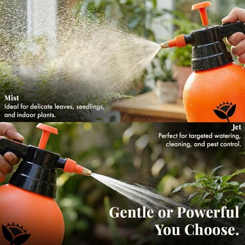 Image of Utkarsh Spray Pump for Plants 2 L - Orange | Garden Sprayer with Adjustable Brass Nozzle | Plastic Water Spray Bottle for Gardening, Car & Bike Wash | Leak-Proof, Easy-Fill Water Sprayer, Pack of 1