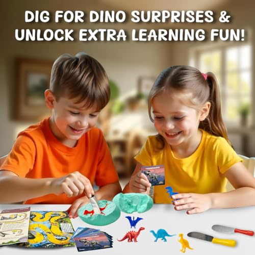 Image of HOTKEI DIY Dinosaur Toy Egg Excavation Toys Kit for Kids 9-12 Educational Screen Free Activity Birthday Return Gift for Boys Age 7 8 9 10 11 12 14 Years Old Boys Girls Dinosaur Fossil Digging Kit