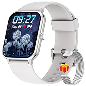 Smartwatch Damen Herren – Temperaturmessung 1,69 Zoll HD Screen, Blutsauerstoff (SpO2) Fitnessuhr mit Schrittzähler Kalorien, Smart Watch mit Herzfrequenz Schlaf Überwachung (Verbesserte Version)