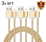 Fene Certified 6 Feet / 2M Nylon Braided Lightning to USB Cable (3 Pack)