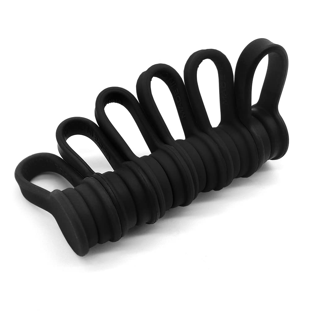 Viaky Magnetic Cable Ties 6-Pack,Silicone Cord Ties Cable Clips,Black | Magnetic Cord Organizers for Wires, USB Cables, Earphones,Reusable Twist Ties Wire Organizer for Home,Office,Kitchen,School 6 Pack Black