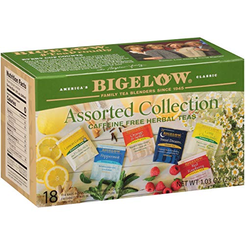 Bigelow Collection Herbal Tea Bags, 18 Count Box (Pack of 6) Caffeine Free, 108 Tea Bags Total (Packaging and Flavor Assortment may vary)