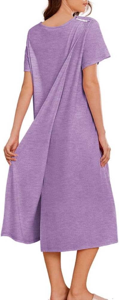 Deyeek Open Back Hospital Gowns for Women Post Shoulder Surgery Dress Adaptive Clothing Night Robes for Spinal Recovery