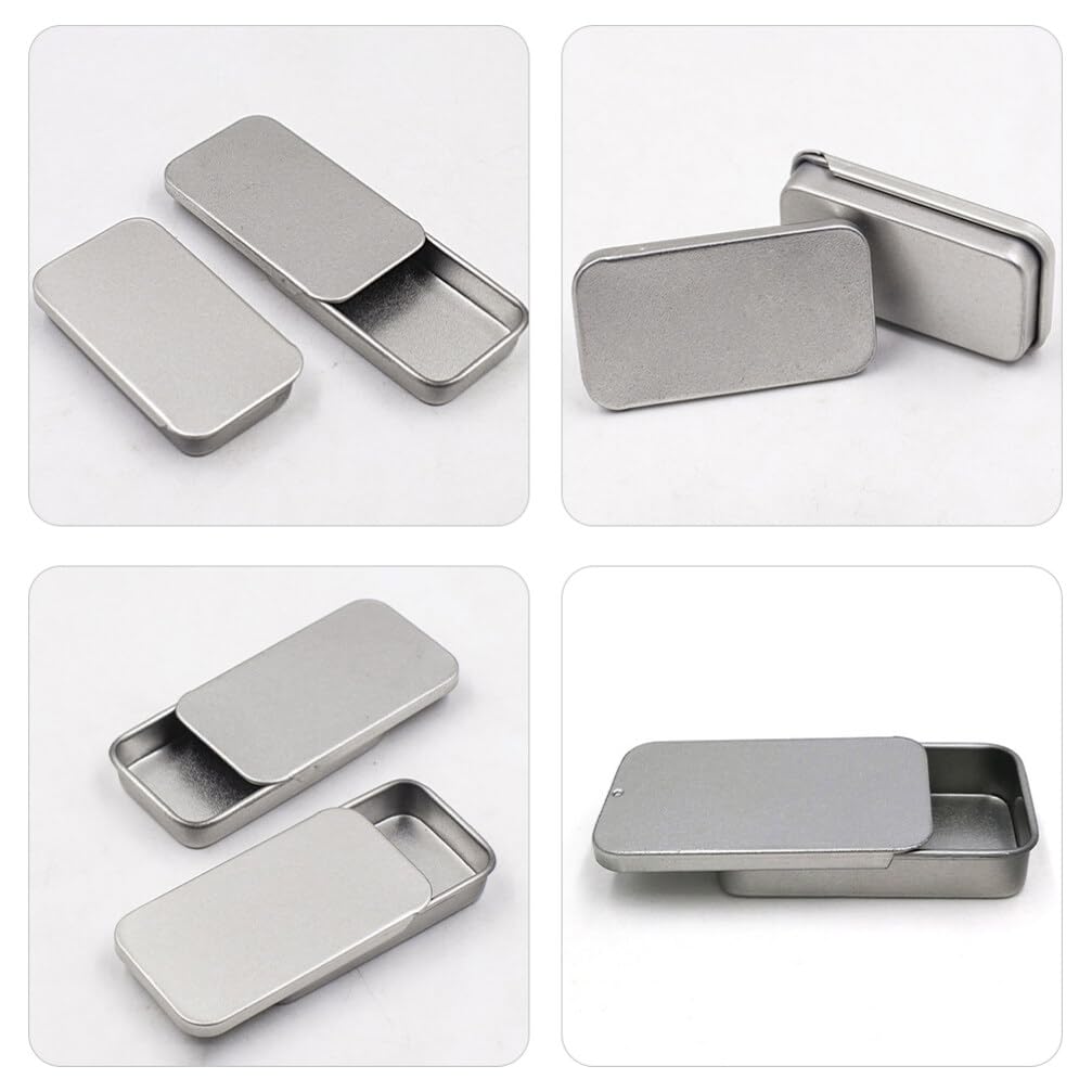 YSJCHEBS Confezione da 4 piccole scatole in ferro nero, in metallo, con coperchio, piccoli oggetti, per chiavette USB