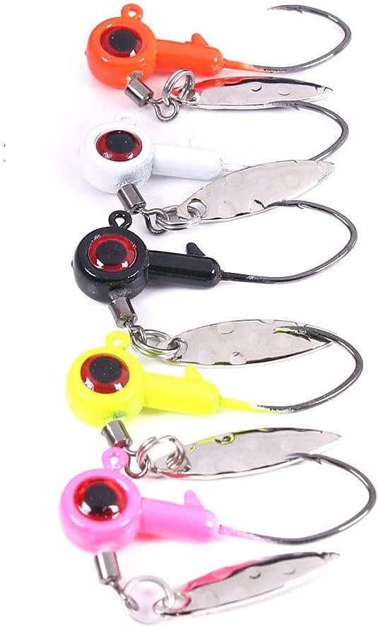 1.18in Spinner Jigheads Spoon Lures Kit Baits 0.12oz.Hard Metal Fishing Lure Bass Trout Salmon Saltwater Freshwater