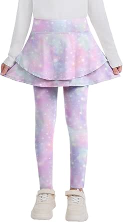 Girls'' Leggings with Skirt Stretch Thermal Leggings with Ruffle Skirt 4-14 Years / 105-165 cm Ballet Tutu Long Trousers Warm Tennis Skirt Tights