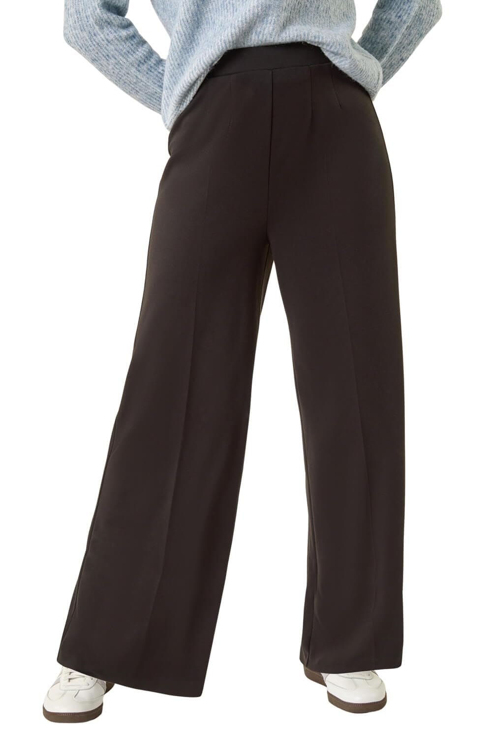 Roman Women's Black Wide Leg Ponte Stretch Trouser In | : Size 18