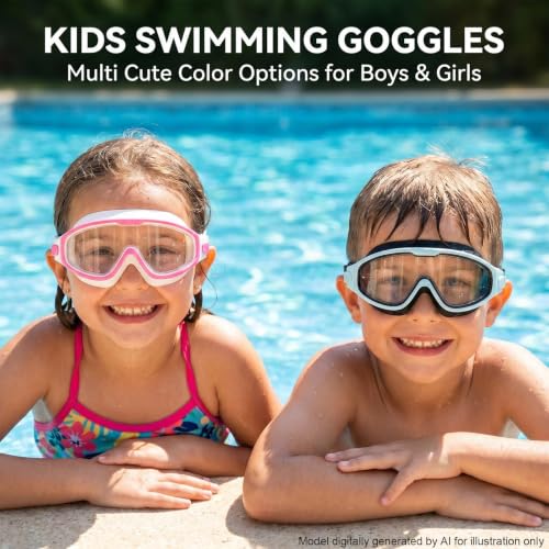 Image of Swim Goggles for Kids 6-12, Wide View Anti-Fog UV Protection No Leaking,Boys Girls Youth Swimming Goggles