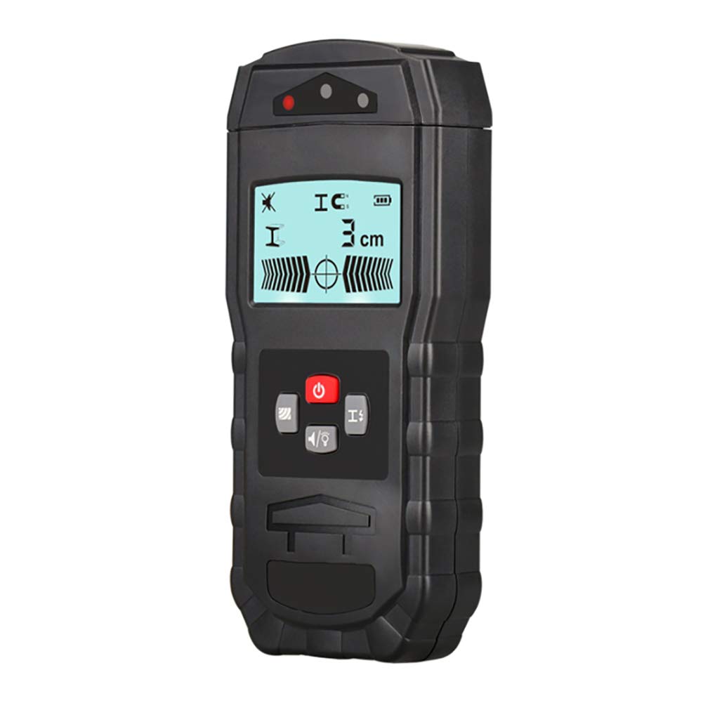 Buscador de pernos, detector de pernos, escáner de pared multifunción con pantalla LCD y advertencia de sonido para detección de pernos de cables de CA de madera de metal de hierro, batería 6F22 no i