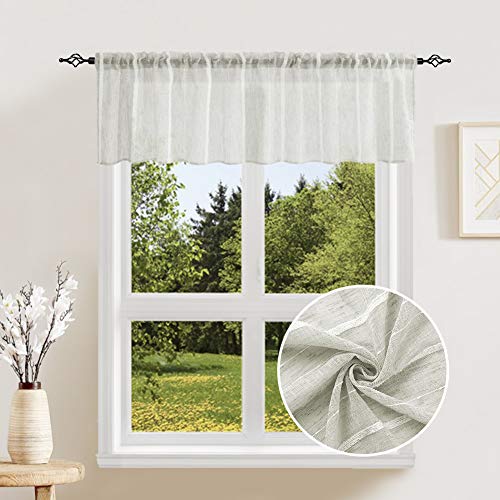 Joywell Gardinenstangentasche aus Leinen für kleine Fenster, Küche, Schlafzimmer, Bad, luxuriöses, strukturiertes Slubby-Garn, 137,2 x 45,7 cm, 1 Panel W 54 x L 18 silbergrau