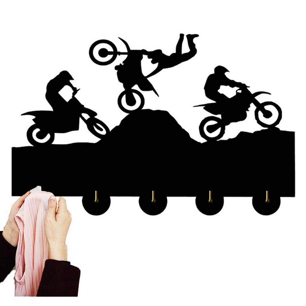 DXTFDHB Coat Hooks, Self Adhesive Wooden Key Holder, Wall Hooks, Organized Hanging Key Rack - Black(A)