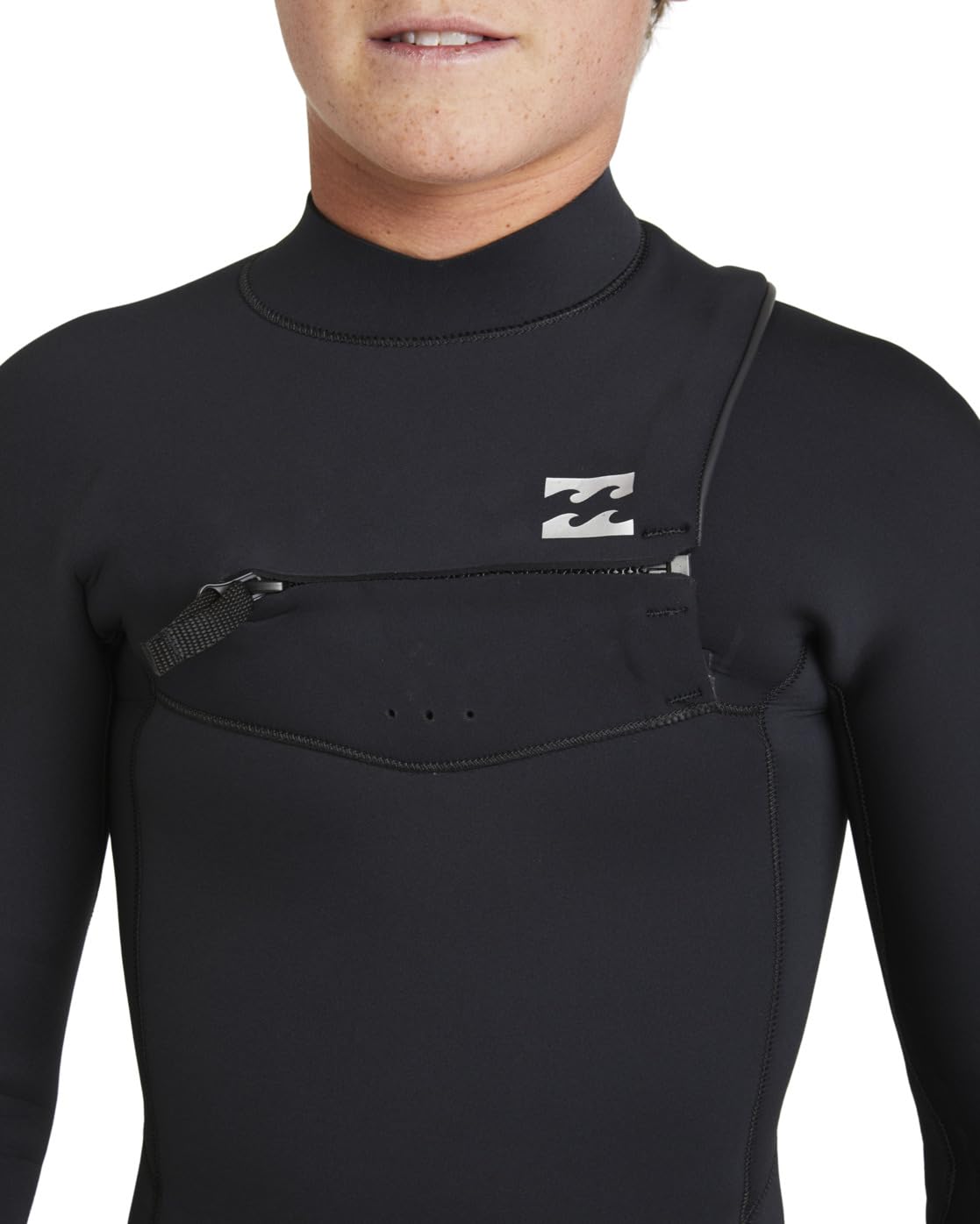 BILLABONG Traje de Neopreno Junior Foil de 5/4 mm con Cremallera en el Pecho - Negro - Manga Larga - Tipo de Espuma de Neopreno: Espuma Lite, parcialmente reciclada