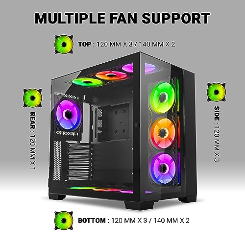 Image of Ant Esports Crystal XL Mid-Tower Computer Case /Gaming Cabinet - Black | Support ATX, Micro-ATX, Mini-ITX