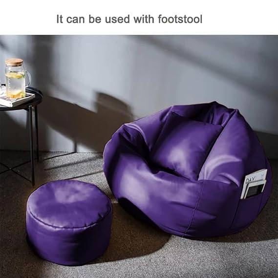 Image of karuto 4XL Bean Bag Cover with Footrest & Cushion (Without Beans) (Purple, XXXXL)