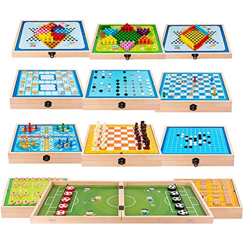 OPW 15 En 1 Juego De Mesa De Madera Fast Sling Puck Mesa Juegos De Escritorio Caja De Ajedrez De Integración Multijuego Portátil para Fiestas Familiares Y Regalos De Cumpleaños