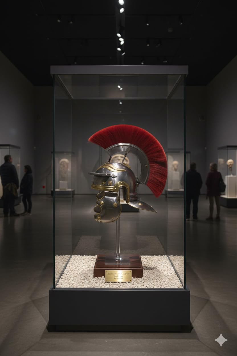 Centurione Romano Casco Guerriero Costumi di Halloween Armatura Metallo Rosso Plume Con Fodera Interna