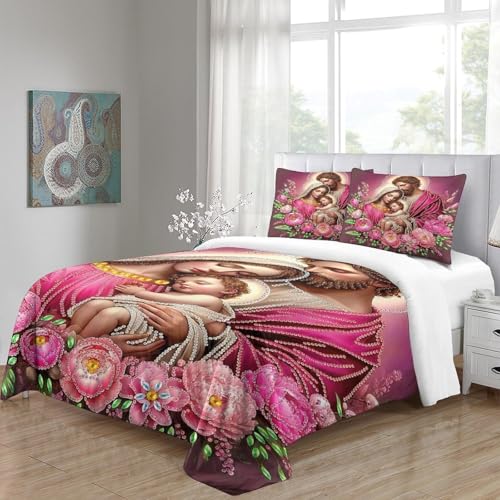 Housse de couette Jésus 200x200cm en microfibre avec 2 taies d'oreiller - 6