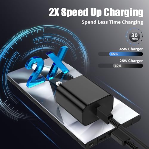 3Pack 45W USB C Charger for Samsung Galaxy S24 Ultra, Super Quite Fast Charging Type C Block with 6FT C to C Cord for Samsung Galaxy Tab S9 S8 S23 Ultra S22 Ultra S23 S22 S21 Note 10 Plus 20 - Thumbnail 3