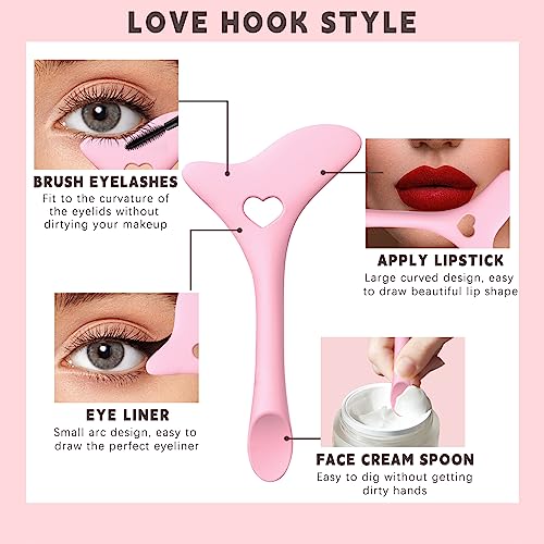 Hosaily ZB294-1 2Pcs Eyeliner Stencils 5 In 1 Silicone Winged Tip Eyeliner Eyebrow Eyelash Contour And Lip Line Aid Mascara Shield Applicator Guard Pads Professional Quick Eye Makeup Tool Beginners Friendly thumb #2