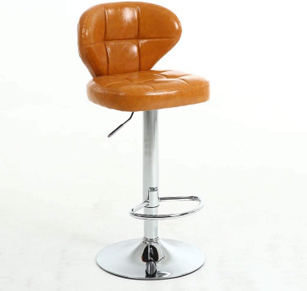 Bar Stool High Stool Leather Adjustable Swivel Barstools Modern PU Kitchen Counter Bar Stools 15.2in Multi-Color Optional Orange