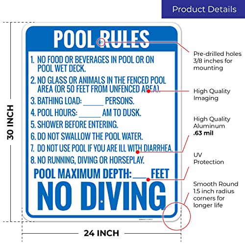 Cartel reglas piscina Florida aluminio 24x30 pulgadas miniatura 3