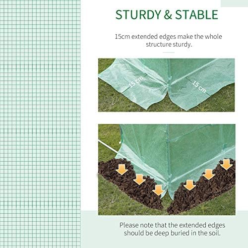 Outsunny 6L x 3W x 2H M Greenhouse Walk-in Polytunnel Outdoor Garden Flower Vegetable Planter Galvanised Steel Frame w/ Zipped Door