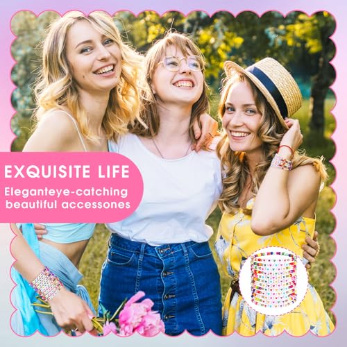 48 Pcs Friendship Bracelets Bulk Colorful Beaded Bracelets for Women Love Heart Letter Motivational Gifts for Woman Adults Wedding Party Favors4