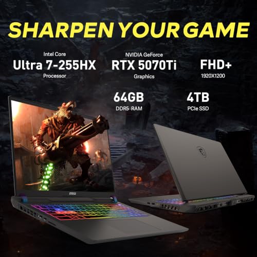 Image of msi Vector 16 HX AI 16 inch FHD+ Gaming Laptop, Intel Core Ultra 7 255HX, RTX 5070Ti 12GB GDDR7, 64GB DDR5, 5TB Storage(4TB SSD+1TB Docking Station Set), WiFi 6E, Backlit Keyboard, Win 11, Gray