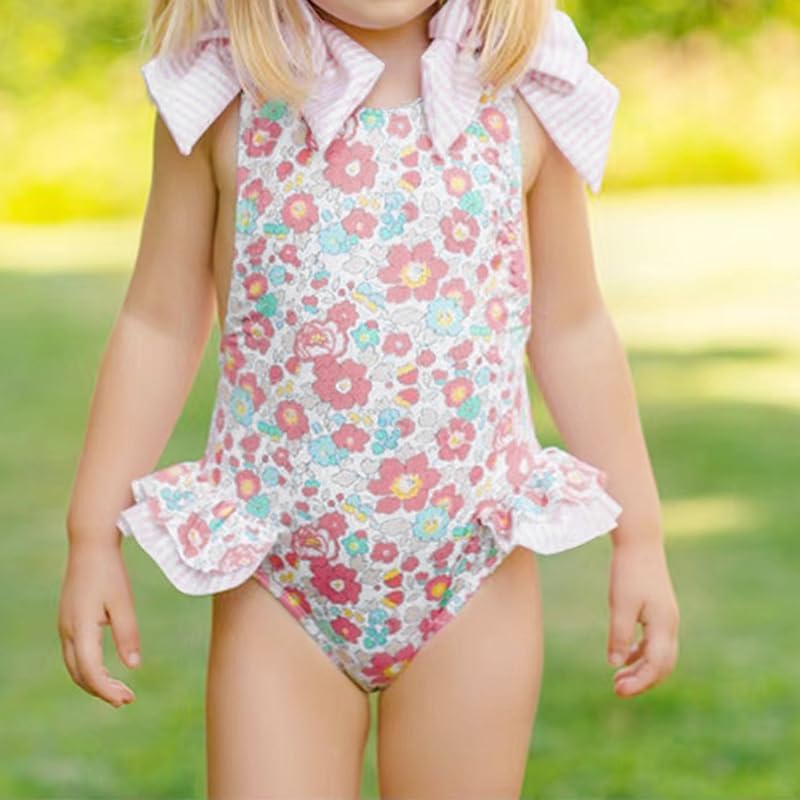 Baby Girls' Swimwear Daisy Floral Sleeveless Sunsuit Strappy Rash Guard Swimsuit Toddler Girl Beach Outfits - Image 7