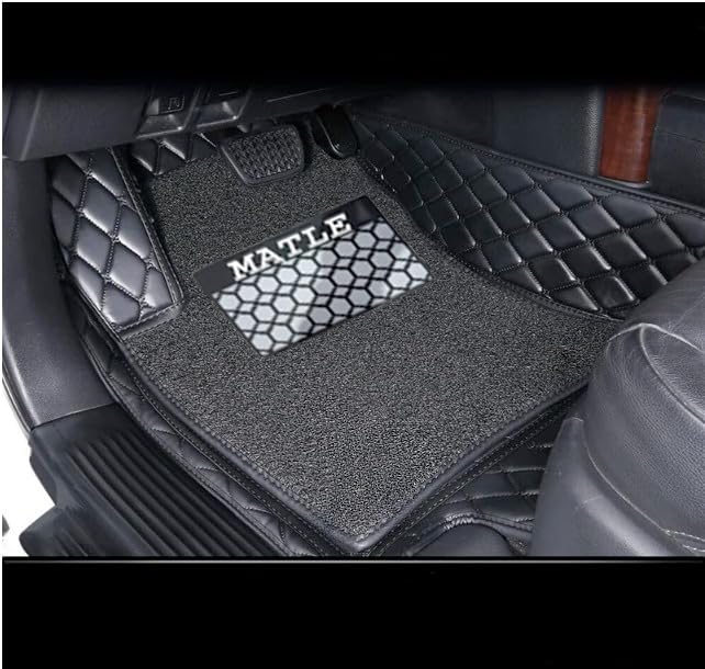 Image of Premium 7D Car Floor Mats Compatible for Hyundai Verna (2013-2016) ||Luxury Leather Double Layered Mat||Complete Set of 3Pcs||Waterproof and Washable||Color :-Black with Black (Black Grass)