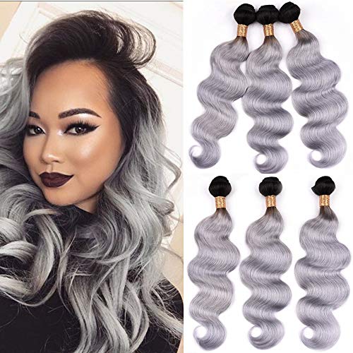 Ombre Bundles Body Wave Brazilian Remy Hair Unprocessed Virgin Hair Extensions Dark Roots Hair Weave Weft Body Wave 3 Bundles For Women 16 18 20 inch