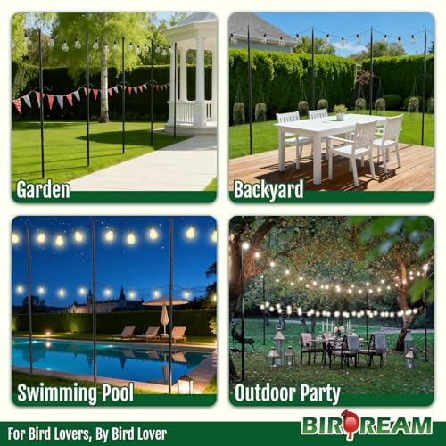 Birdream 4 Pack 10FT String Light Poles for Outside with Shepherd's Hook, Metal Pole for Wedding Party Garden Backyard P - Additional View