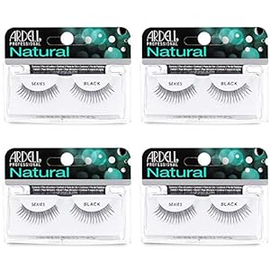 Ardell Natural Lashes False Eyelashes – Sexies, Black, Lightweight, Reusable Strip Lashes for a Soft and Natural Look, 4 Pack