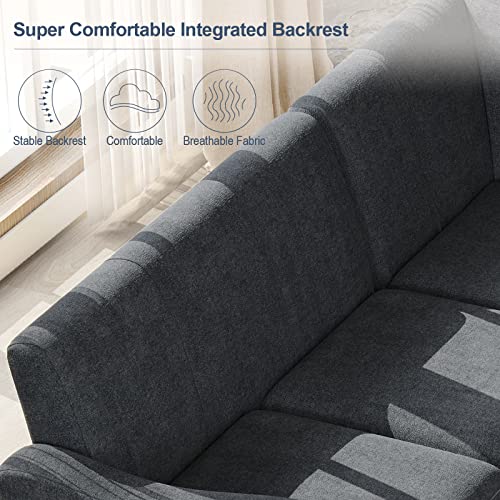 Belffin Convertible Sectional Sofa Fabric Couch With Chaise Reversible Corner Couch Furniture L-Shaped 4 Seater Sofas Bluish Grey #TOP5